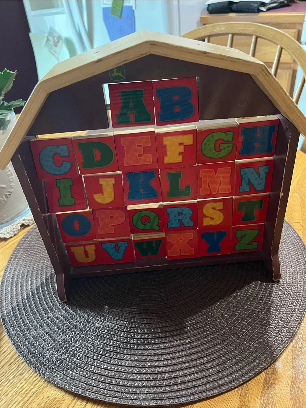 Vintage John Deere Wooden Farm Animal/Alphabet Puzzle House